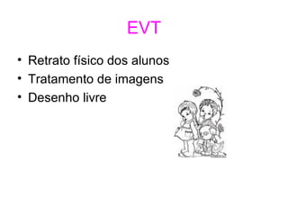 EVT Retrato físico dos alunos  Tratamento de imagens  Desenho livre 