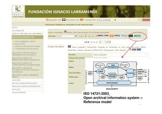 ISO 14721:2003
Open archival information system --
Reference model
                                 28
 