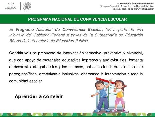 PROGRAMA NACIONAL DE CONVIVENCIA ESCOLAR EDUCACION BASICA