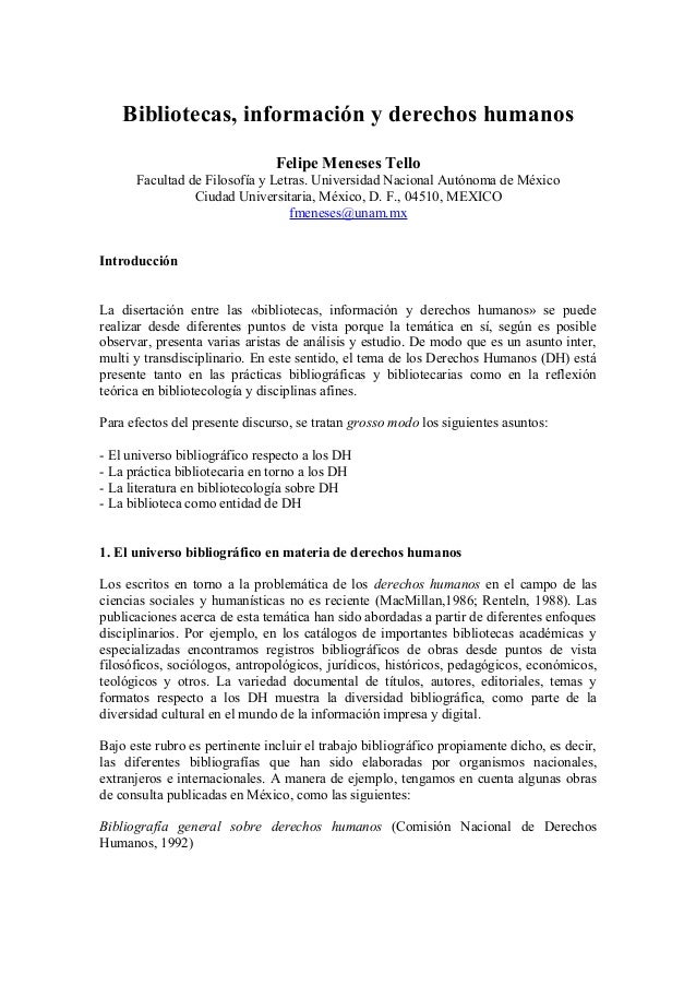 Bibliotecas, información y derechos humanos ponencia