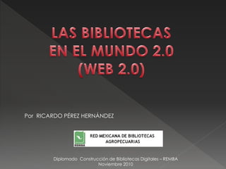 Por RICARDO PÉREZ HERNÁNDEZ
Diplomado Construcción de Bibliotecas Digitales – REMBA
Noviembre 2010
 