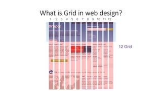 What is Grid in web design?
1 2 3 4 5 6 7 8 9 10 11 12
12 Grid
 