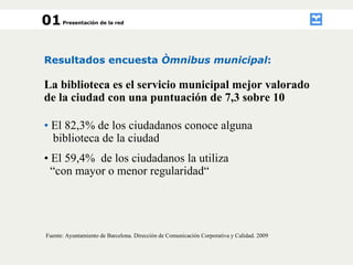 01 Presentación de la red Resultados encuesta  Òmnibus municipal : L a biblioteca es el servicio municipal mejor valorado ...