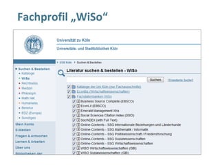 Fachprofil „WiSo“
 