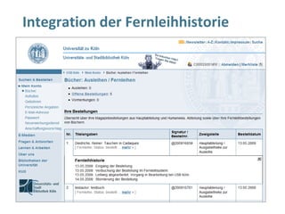 Integration der Fernleihhistorie
 