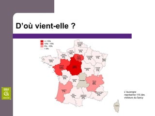 D’où vient-elle ?




                    L’Auvergne
                    représente 11% des
                    visiteurs du Sancy
 
