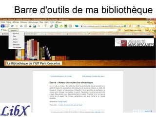 Barre d'outils de ma bibliothèque 