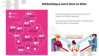 Communauté des communes d’un peu
moins de 20 000 habitants
Les élus et les habitants des 14 communes
associés dès la conception
Médiathèque entre Dore et Allier
 