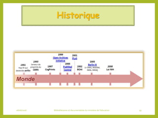 Historique
06/06/2016 Bibliothécaires et documentaliste du ministère de l’éducation 59
 