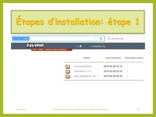 Étapes d’installation: étape 1
06/06/2016 Bibliothécaires et documentaliste du ministère de l’éducation 86
 