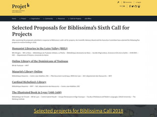 Selected projects for Biblissima Call 2018
 
