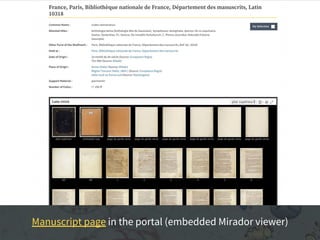 Manuscript page in the portal (embedded Mirador viewer)
 