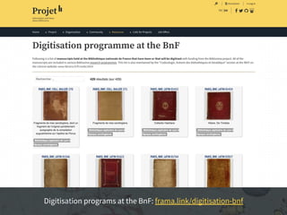 Biblissima Partner Projects
➔ 1 call per year
➔ research, digitisation, documentation
➔ € 200,000 in funding allocated eac...