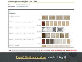 logo IIIF logo + URL Collection IIIF
Page Collection historique (Mirador intégré)
 
