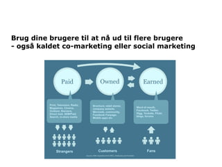 Brug dine brugere til at nå ud til flere brugere
- også kaldet co-marketing eller social marketing
 