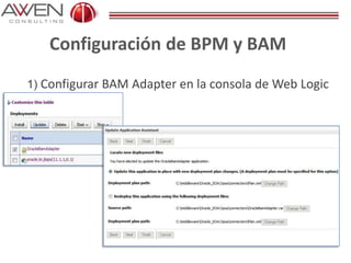 Configuración de BPM y BAM
1) Configurar BAM Adapter en la consola de Web Logic
 