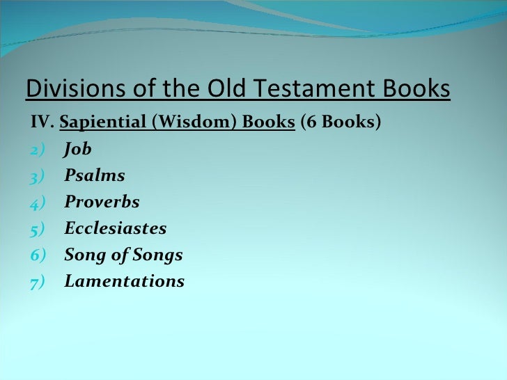 B I B S T U D Lesson 04 Old Testament Books Divisions Copy