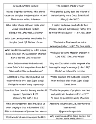 Bible-Venture Questions