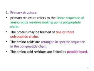 BIC 101- LEC 15-STRUCTURE OF PROTEINS-PRIMARY,SECONDARY,TERTIARY AND ...