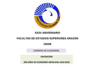 EXPOSICIÓN
200 AÑOS DE ECONOMÍA MEXICANA 1810-2010
CARRERA DE ECONOMÍA
 