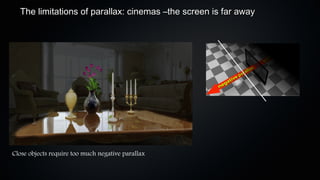 The limitations of parallax: cinemas –the screen is far away




Close objects require too much negative parallax
 
