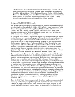 Bics and calp empirical and theoretical status of the distinction | PDF