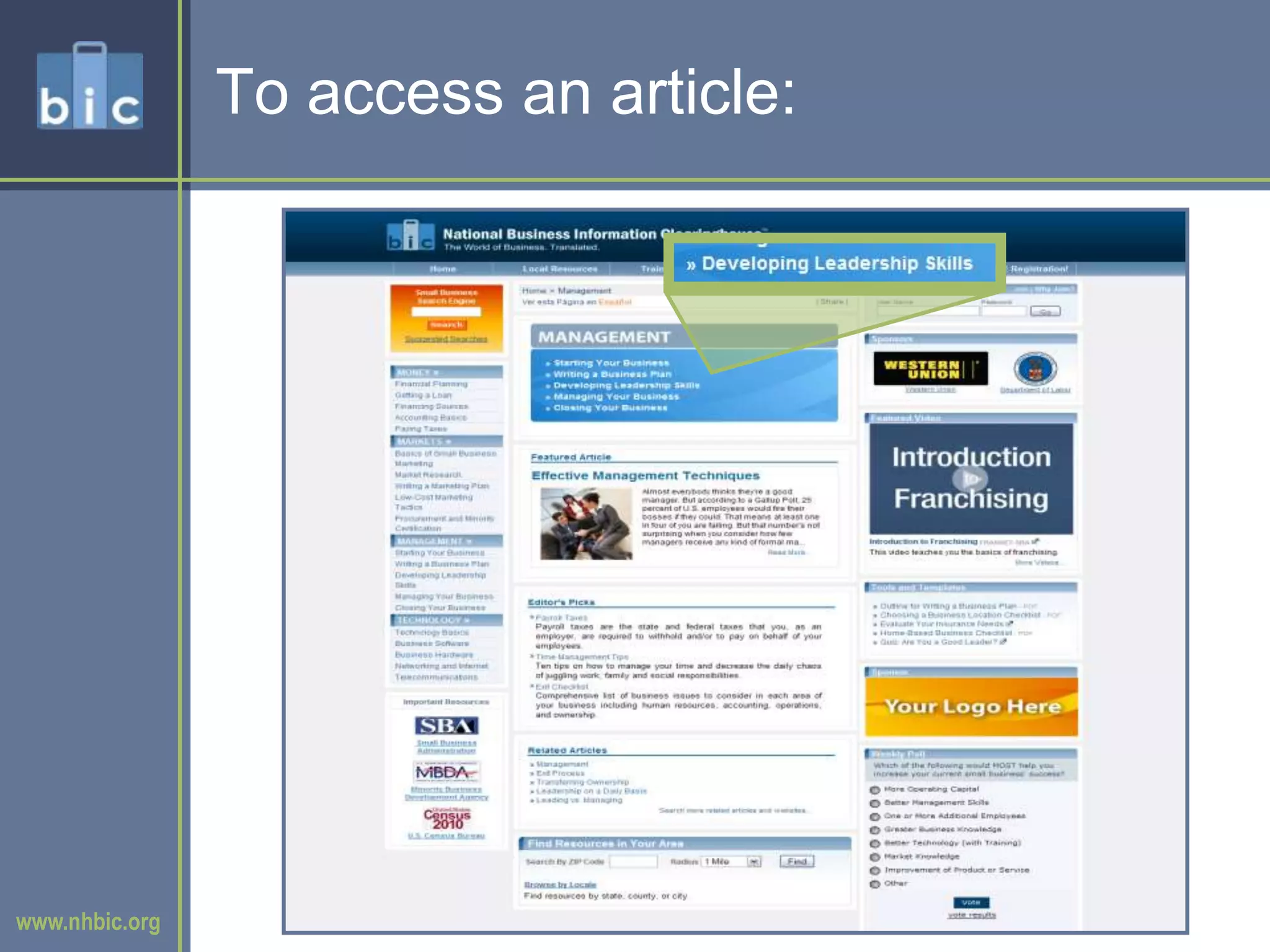 To access an article: