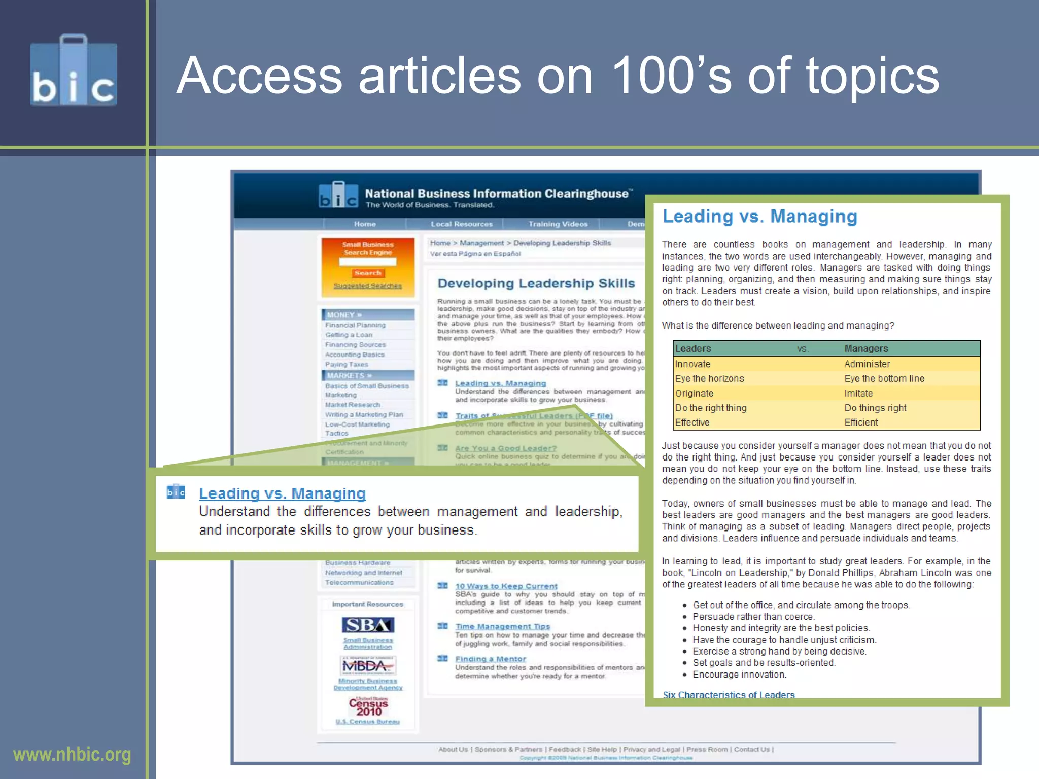 Access articles on 100’s of topics