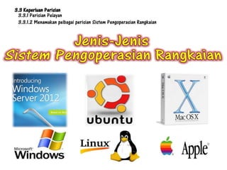 3.3 Keperluan Perisian
 3.3.1 Perisian Pelayan
 3.3.1.2 Menamakan pelbagai perisian Sistem Pengoperasian Rangkaian
 