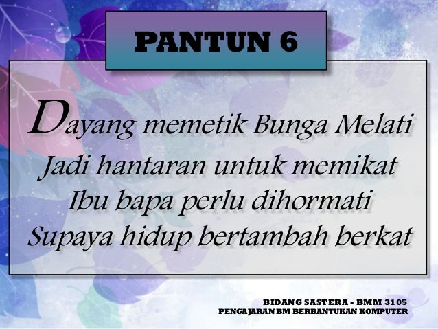 Pantun Nasihat Bidang Sastera