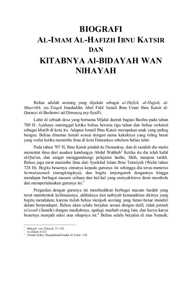 Bidayah wan nihayah ibnu katsir