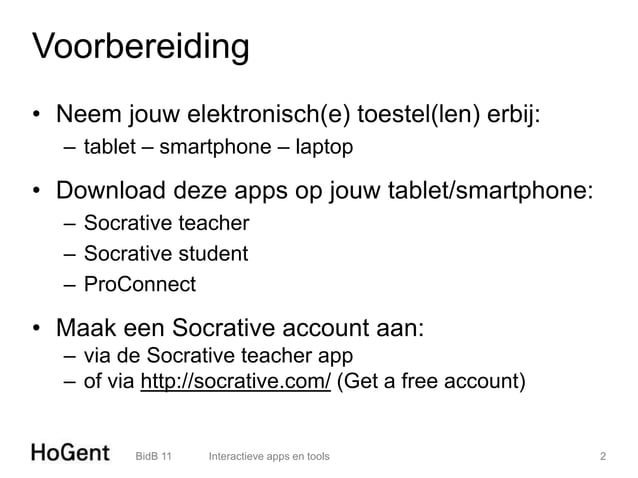 BIDB 11: INTERACTIEVE APPS EN TOOLS | PPT