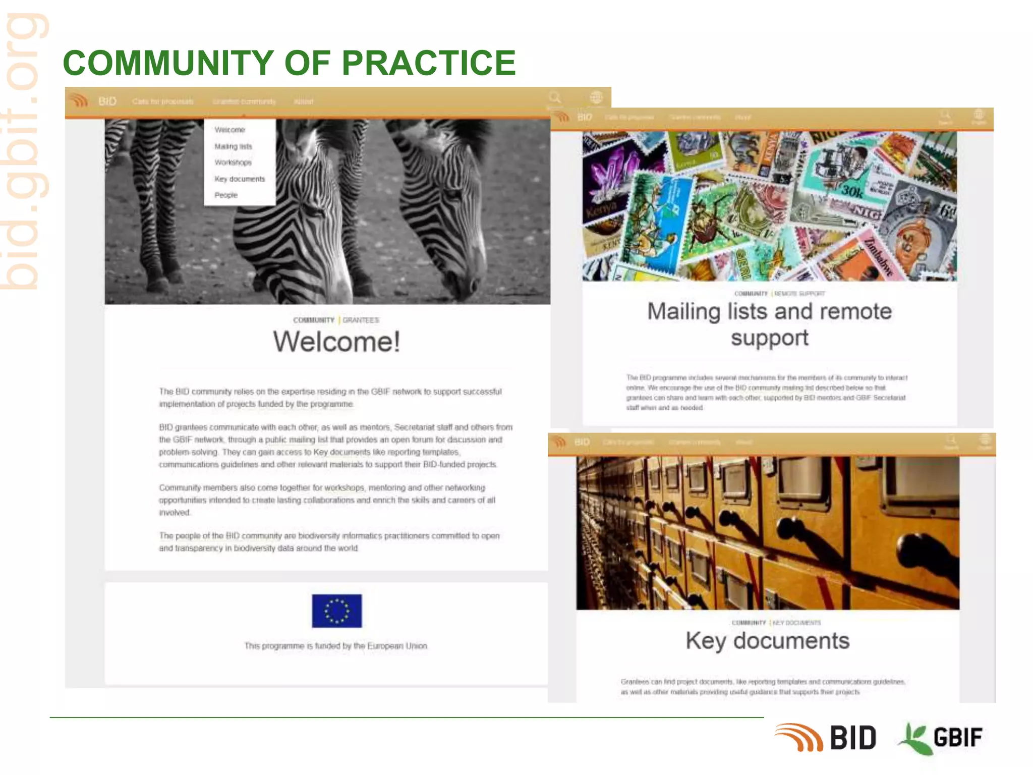 COMMUNITY OF PRACTICE
bid.gbif.org
 