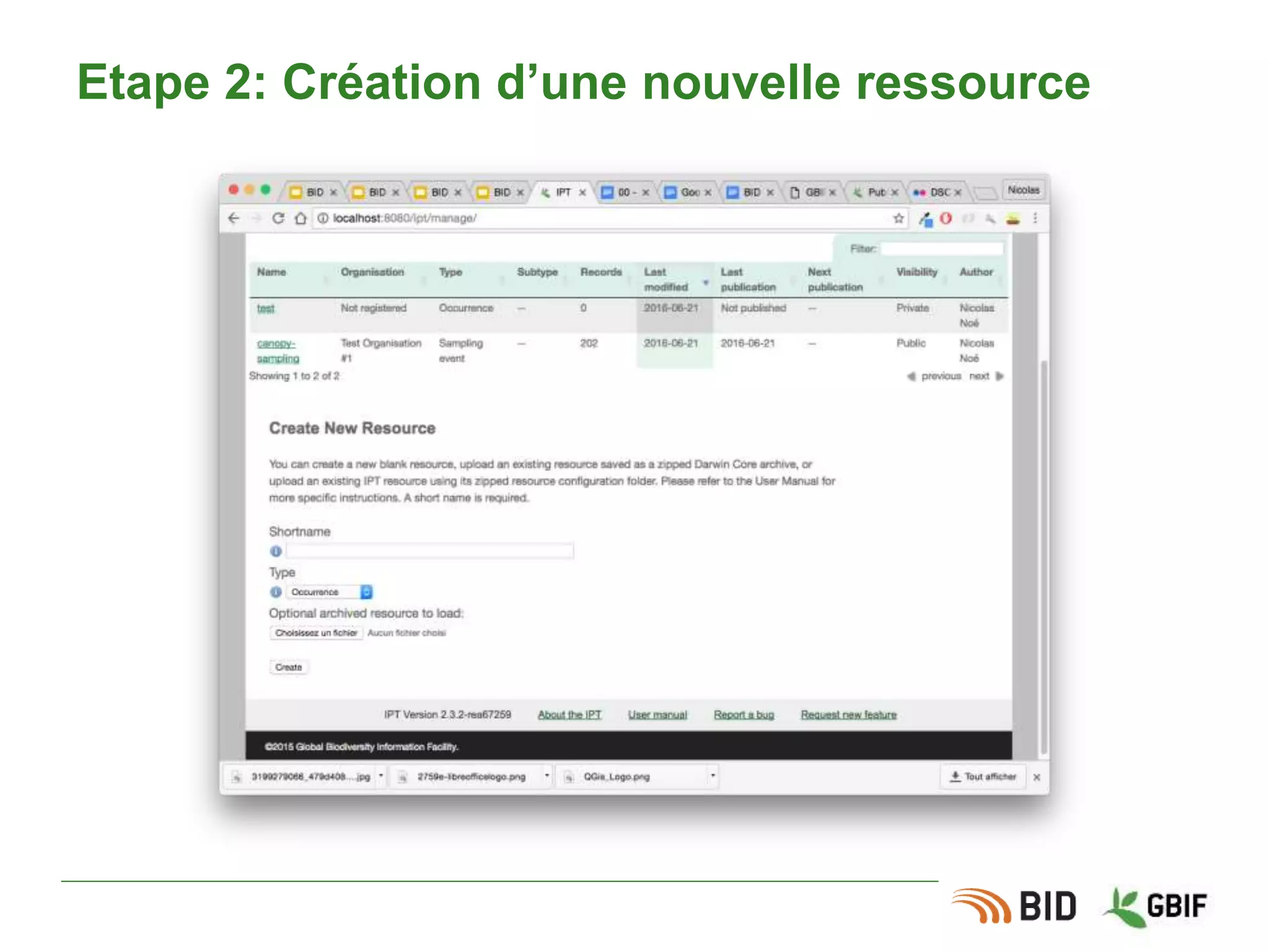 Etape 2: Création d’une nouvelle ressource
 