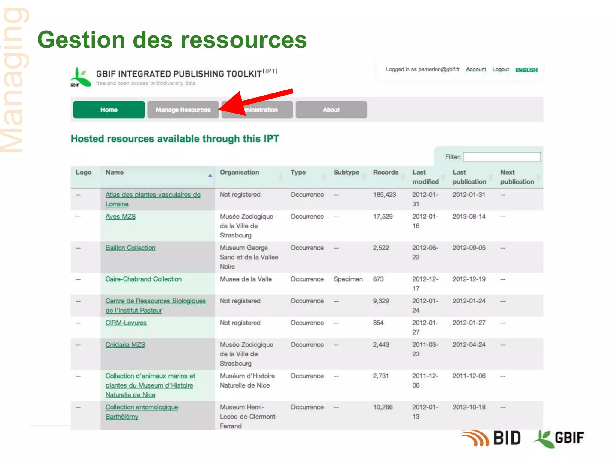 Gestion des ressources
Managing
 