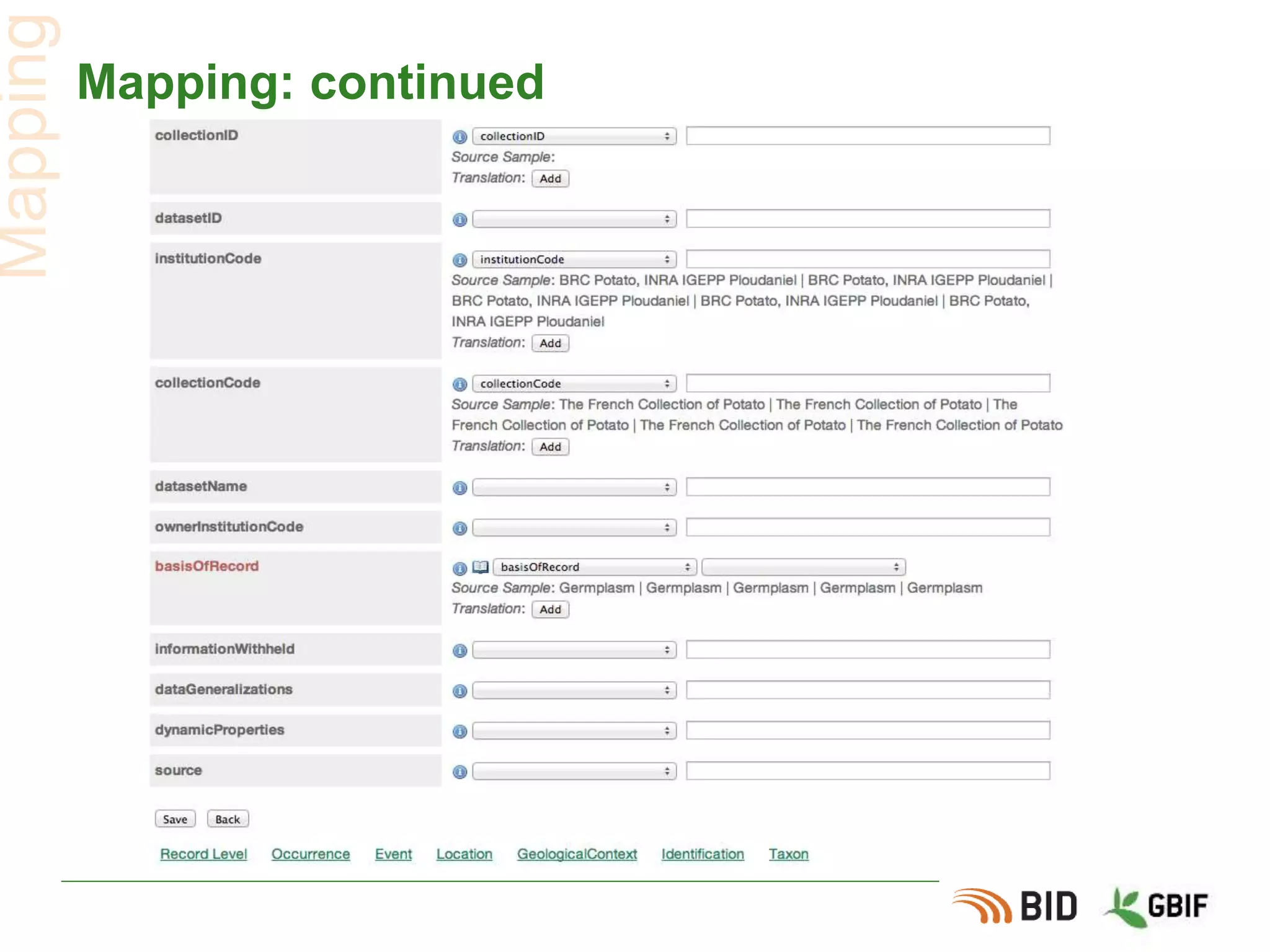 Mapping: continued
Mapping
 