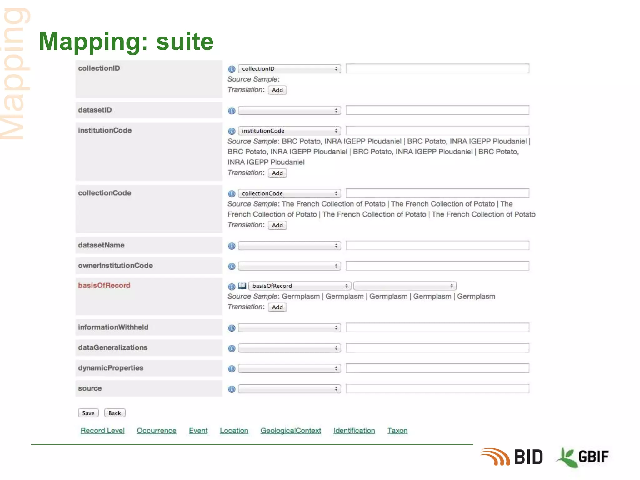 Mapping: suite
Mapping
 