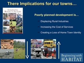 Poorly planned development is… Displacing Rural Industries Increasing the Cost of Services Creating a Loss of Home Town Identity There Implications for our towns… 