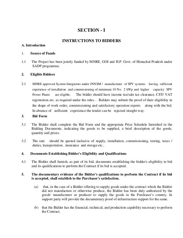 document sample bid Solar for Bid Himachal document Pradesh in