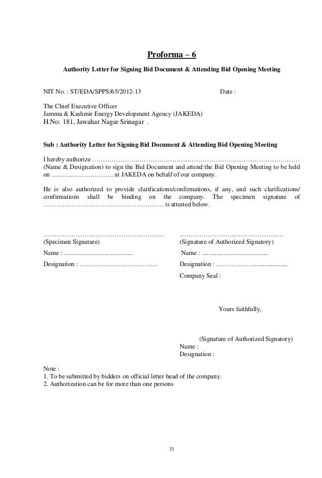 authorization letter format for tender opening bid document for solar plant at j k authorization letter format for tender opening bid document for solar plant at j k