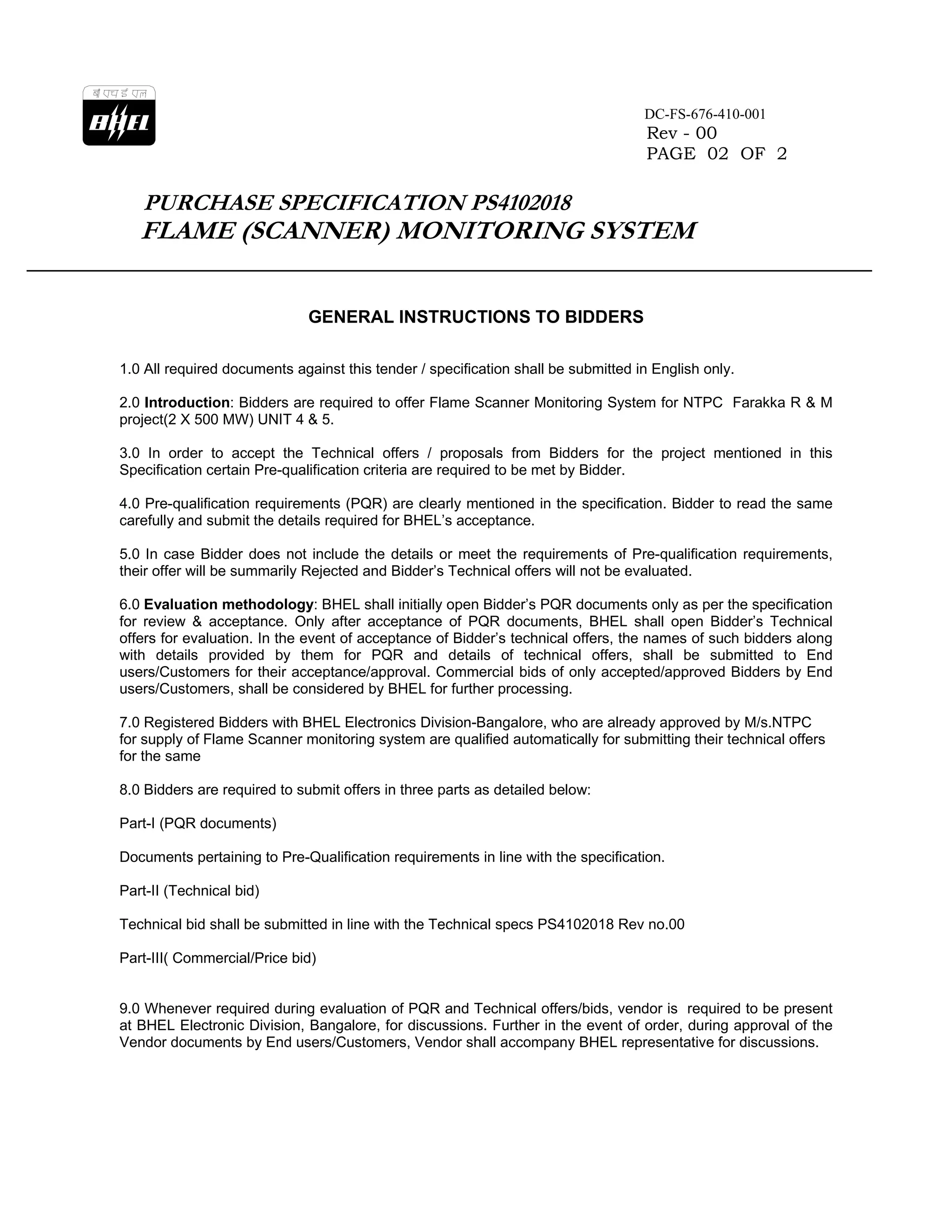 Bid document bhel | PDF