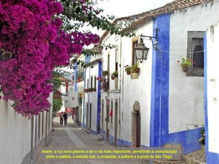 Assim, a rua nova passou a ser a via mais importante, permitindo a comunicação
  entre o castelo, a estrada real, o arrabalde, a judiaria e a porta de São Tiago.
 