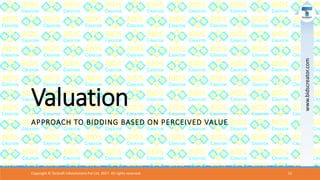 Valuation
APPROACH TO BIDDING BASED ON PERCEIVED VALUE
Copyright © Teckraft Infosolutions Pvt Ltd, 2017. All rights reserved. 12
www.bidscreator.com
 