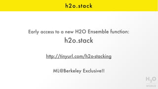 h2o.stack
Early access to a new H2O Ensemble function:
h2o.stack
http://tinyurl.com/h2o-stacking
ML@Berkeley Exclusive!!
 