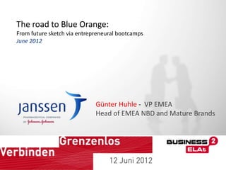 The road to Blue Orange:
From future sketch via entrepreneural bootcamps
June 2012




                             Günter Huhle - VP EMEA
                             Head of EMEA NBD and Mature Brands
 