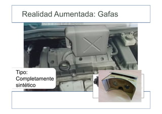 Realidad Aumentada: Gafas
Tipo:
Completamente
sintético
 