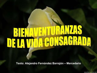 Texto: Alejandro Fernández Barrajón – Mercedario BIENAVENTURANZAS DE LA VIDA CONSAGRADA 
