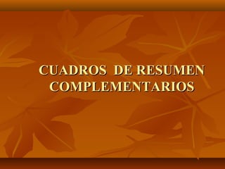 CUADROS DE RESUMEN
 COMPLEMENTARIOS
 