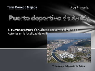 El puerto deportivo de Avilés se encuentra al Norte de
Asturias en la localidad de Avilés.




                                  Vista aérea del puerto de Avilés
 