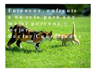 Entonces, enfrente a un reto para ser mejor persona y mejor  Rector/Coordinador 